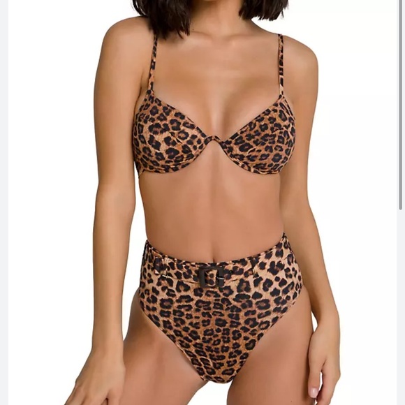 NWT Good American Women's Good Swim Showoff Curve Bikini Top Leopard Print 8 - Picture 5 of 12